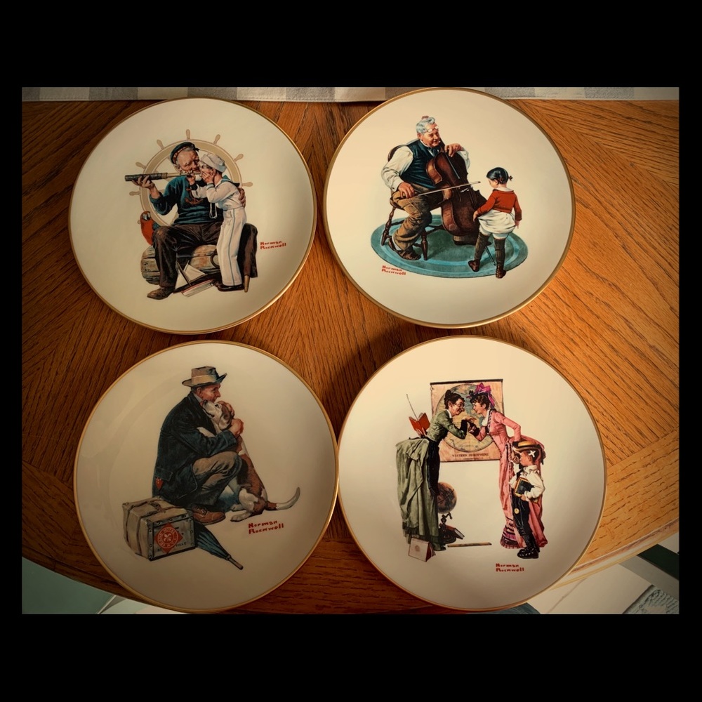 Set of 4 Vintage Norman Rockwell Gorham plates
